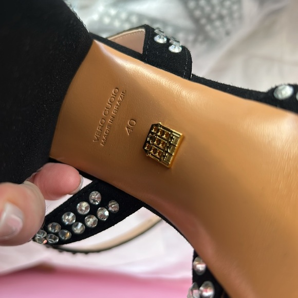 Hill House Home The Party Platform Black Suede Studded Rhinestone Sandal Size 40 - Picture 8 of 11